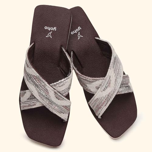 Image of YOHO Flats for Women | Lightweight, Anti-Skid, Cushioned Footbed Flip Flops | Casual & Fashionable for Everyday Use EVA Sandals 002