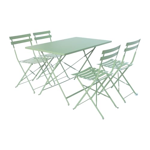 sweeek - Table de Jardin bistrot Pliante métal + 4 assises 110 x 70cm. avec Quatre chaises Pliantes. Acier thermolaqué