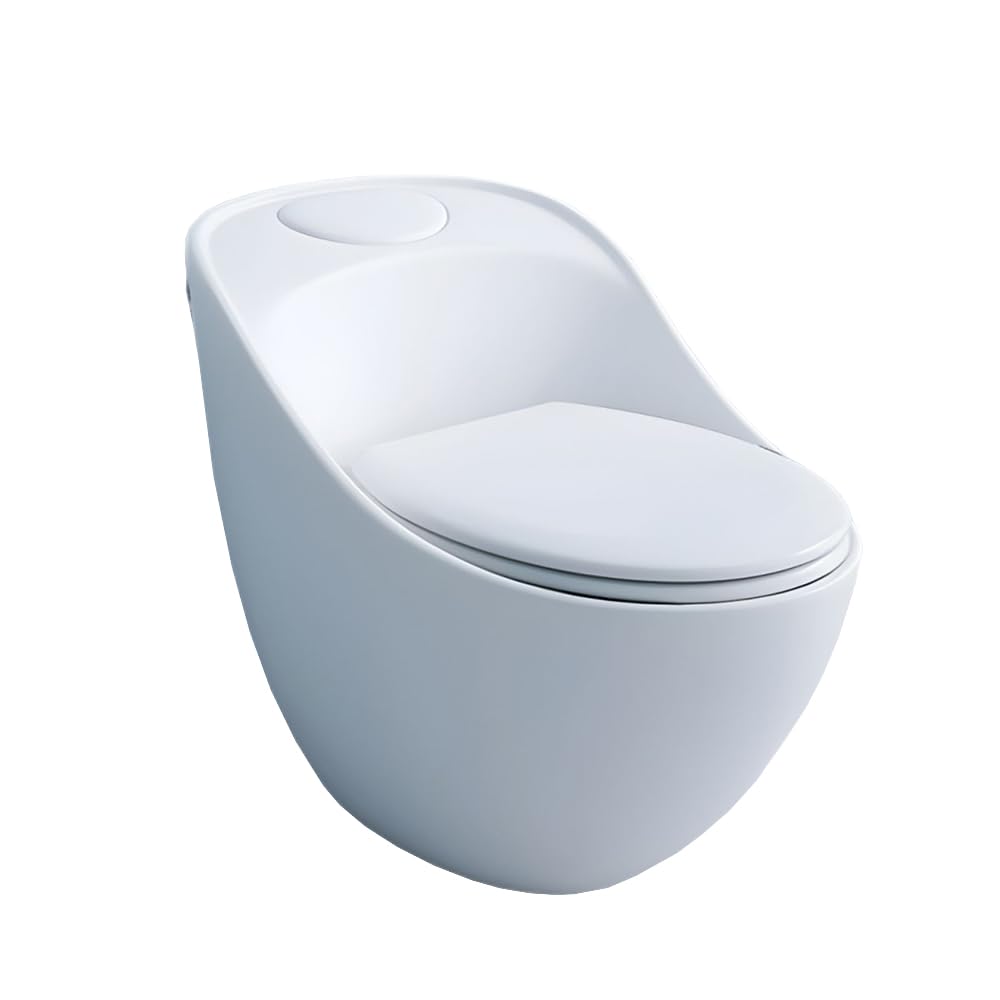 EGO INTERIORS Royalty Line | Einteilige Stand-WC mit eingebautem Spülkasten | Komplett-Set | kompakt und randlos | Sitz mit Soft Close Absenkautomatik | Quick Release Scharnieren | weiße Keramik