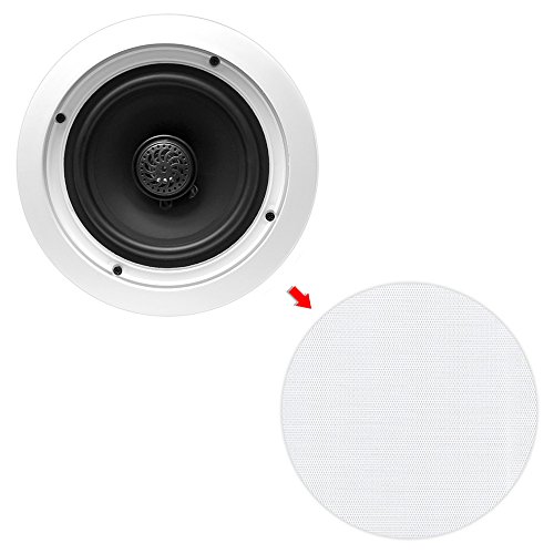Pyle 6.5” 70V Ceiling Mount Speakers - Pair Of 2-Way Midbass Woofer Speaker Transformer 1” Titanium Dome Tweeter Wall Flush Design W/ 65Hz-22Khz Frequency Response & 250 Watts Peak - Pyle Pdic60T,White #TOP4
