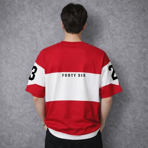 Image of Men's Polyester Oversize Printed T-Shirt, Color Block, Round Neck, Regular Fit, Urban Streetwear Theme