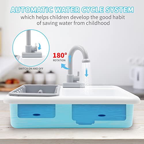 Acelane Spülbecken Spielzeug Set mit fließendem Wasser Rollenspiel-Küchen-Spielzeug-Set, ideales Weihnachts-Geburtstags-Geschenk für Kinder, Mädchen, Jungen
