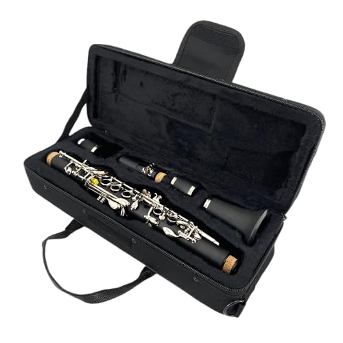 Vetimobato Professional E flat Clarinet Eb Key Clarinet Good Sound Nickel plated keys with 2 Barrels & Case (Ebonite)