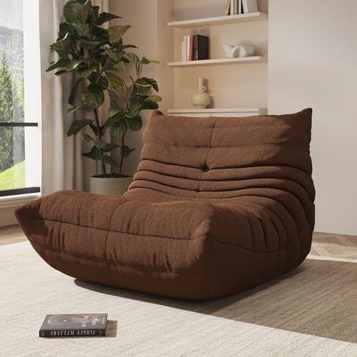 Image of Giant Bean Bag Chair for Adults,Comfy Single Floor Fireside Chair with Memory Foam,Cozy Accent Sofa Couch Boneless Chaise Loungefor Small Room Living Room Bedroom Gaming Room(Coffee, Single)