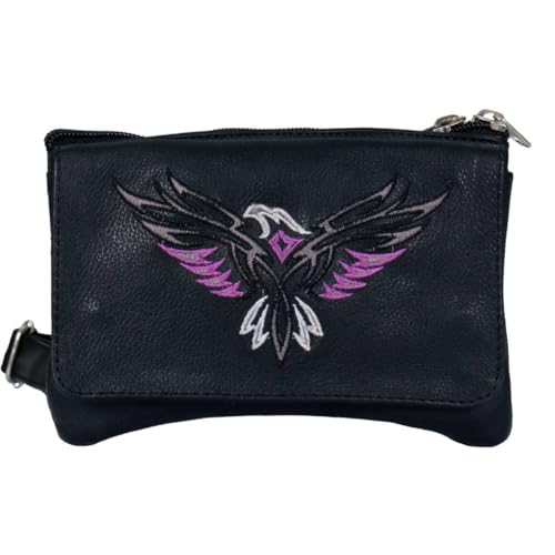 Hot Leathers CPE2006 Black, 8X5X1 Black 8 x 5 x 1 Tribal Eagle Embroidered Ladies Clip Pouch Purse