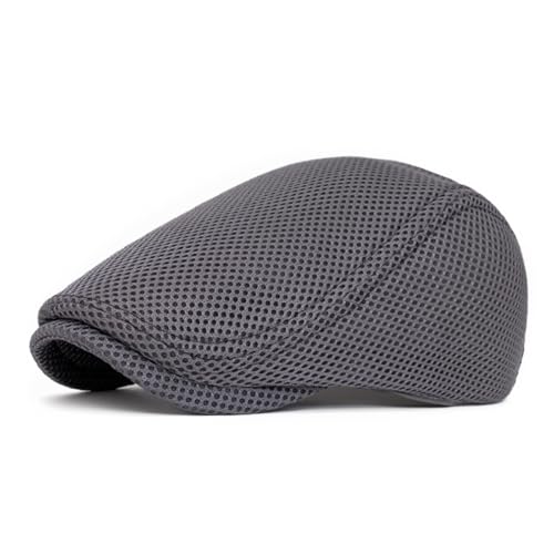 Image of meioro Men's Mesh Flat Cap Summer Breathable Newsboy Hats Beret Ivy Cap Gatsby Irish Cabbie Driving Hat Full Head Wrap
