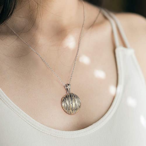 Mytys Coin Pendant Necklace for Women Gold and Silver Intertwined Crossover Pendant Two Tone Necklace