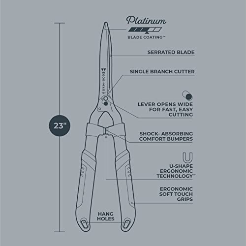 Woodland Tools Co. Heavy Duty 23" Leveraction Hedge Shear, Gardening Hedge Clippers, Shrub Cutter, Plant Shears, Pruning Trimmer, Bush Shaper (20-4002-100) #TOP3