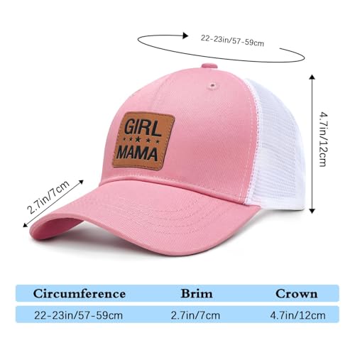 Image of Mother Mama Mom Hat for Women Leather Patch Baseball Mom Trucker Cap Gifts for Mothers Day Birthday