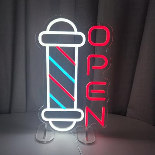 Image of Barber Shop Neon Signs for Wall Decor Open Neon Lights for Bedroom Led Signs Suitable for Barber Shops Hair Salon Art Unique for Hairdresser,40 * 23.7cm