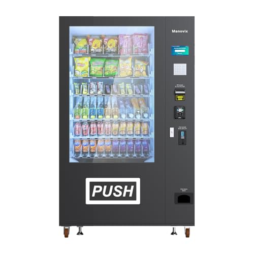 Refrigerated Beverage Vending Machine for Business, Large 60 Slots Snack Drink Combo Commercial Vending Machine Durable Cashless Vending Machine with Card Reader and Bill Coin Acceptor