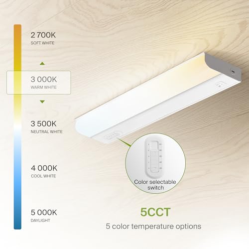 Image of ASD LED Under Cabinet Lighting Hardwired, 18 Inch 10W 2700K-5000K Selectable, 807LM, CRI90+, Direct Wire Linkable Under Counter Lights for Kitchen, Dimmable Under Cabinet Lights, White, UL Certified