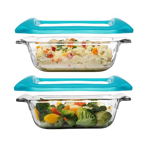 Libbey Bakers Premium 2 Piece Glass Baking Dish Set Stackable Casserole Dish with Lid Set Baking Glassware for Casseroles Lasagna Brownies