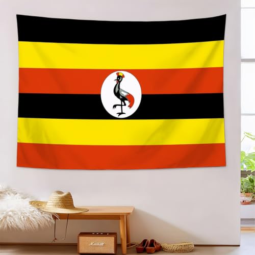 Tapisserie murale drapeau ougandais rouge et jaune de 230x180cm