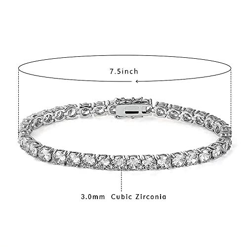 MDFUN Tennis Bracelet for Women and Men 3mm-7mm Cubic Zirconia 18K White Gold/Yellow Gold Plated Size 6-8.5 inches4