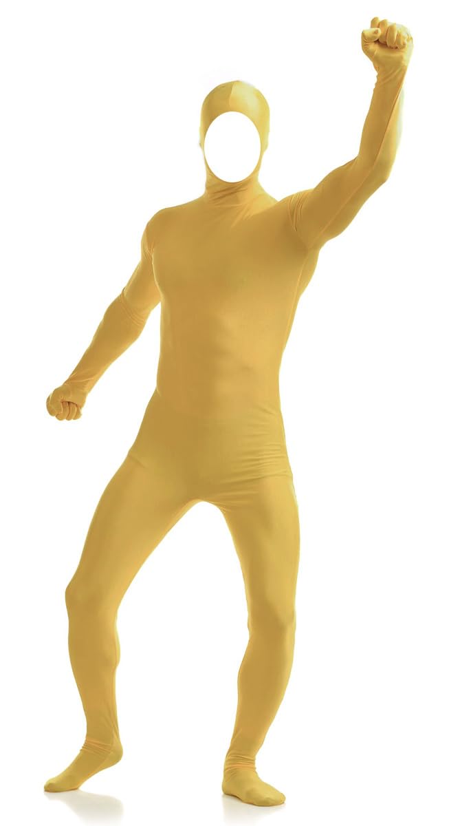 Aniler Men's and Women's Spandex Open Face Full Body Zentai Costume Bodysuit (Large, Champagne)