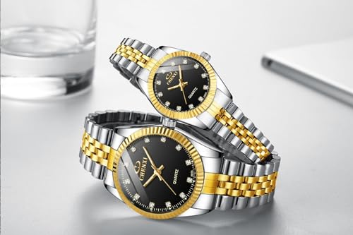 MASTOP Swiss Brand Two Tone Watch Men Women Gold Silver Stainless Steel Waterproof Couple Watches
