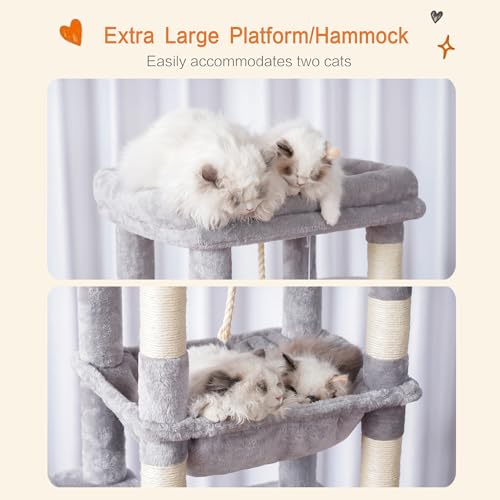 Image of Heybly Cat Tree for Large Cats, 20lbs Heavy Duty, 60 inches HCT050W