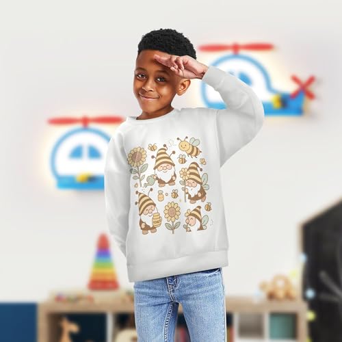 JUNZAN Cartoon Gnomes and Bees Little Boys Sweatshirts Hoodies Fleece Boys Sweat Shirt Athletic 4T4