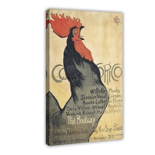 Impression sur toile de qualité supérieure Cocorico Steinlen pour salon élégant