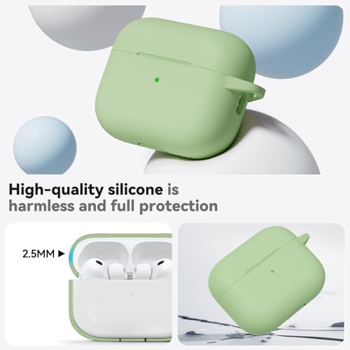 Image of Ljusmicker for AirPods Pro 3 Case 2025 with Cleaner Kit,Soft Silicone Protective Cover for Apple AirPods Pro 3rd Generation Cases for Women Men,for AirPod Pro 3 Cover with Keychain-Pastel Green