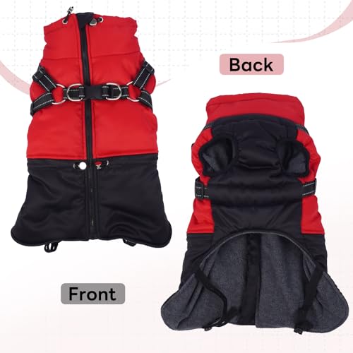Manteaux d'hiver pour chiens de petite taille veste chaude zippée rouge