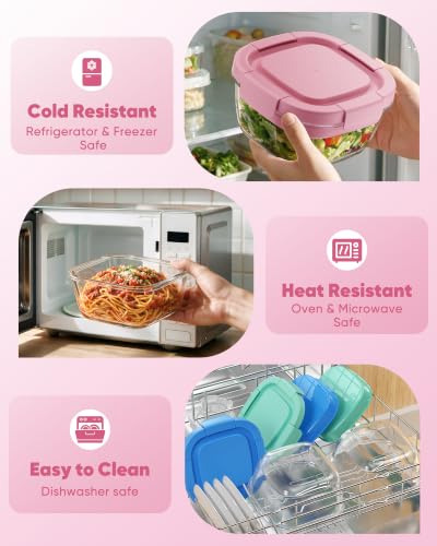 Image of Canfanni Glass Salad Container, 56oz Bowl with Airtight Lids, Tray, Fork