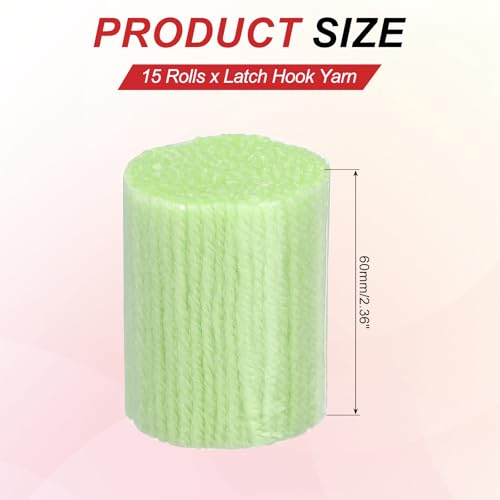 Image of MECCANIXITY 15 Rolls Latch Hook Yarn, 3mm Light Green Latch Hook Kit Yarn Precut Hook Rugs Making Crochet Bundles for Rug Adults Beginners Tapestry DIY Craft