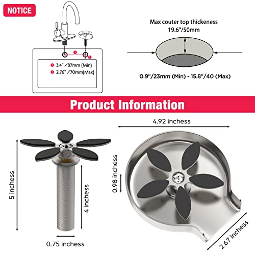 Gowin Glass Rinser For Kitchen Sink, Bar Glass Rinser Cup Rinser For Sink, Metal Kitchen Sink Glass Rinser, Bottle Washer For Sink, Stainless Steel, Brush Nickel #TOP3