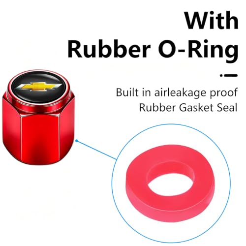 Image of Tire Valve Stem Caps, Compatible with Chevy Series Stem Cap Universal Car Air Cover Car Accessories for Cars, SUV, Truck, Motorcycles 4pcs(Red)