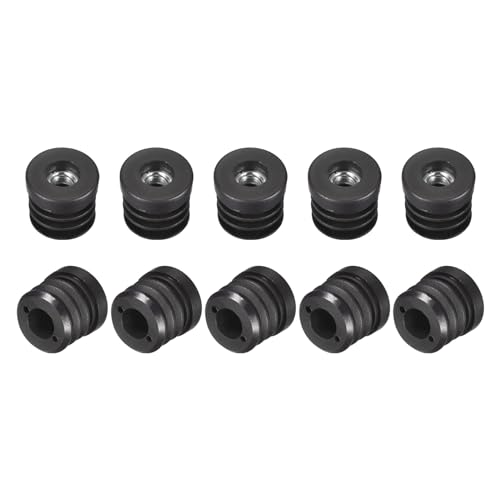 Image of uxcell 16Pcs Plastic Threaded Tube Inserts with M8 Thread, for 25mm /0.98 inch OD Round Tube, Adjustable Round Black Plastic Plug Caster Insert Chair End Caps Furniture Leg Plug