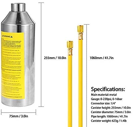 Mr Cartool Ac Flush Kit, Car Air Conditioner System Clean Canister Flushing Gun Tool Set With Spray Head Hook 3.5Ft Hose Fitting For Air Conditioner Pipe, Condenser, Evaporator, Fuel Pipe #TOP2