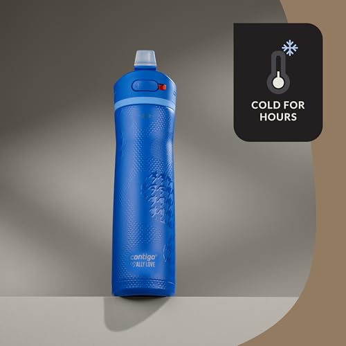 Image of Contigo x Ally Love Ashland Chill 2.0, Stainless Steel, Spill Proof Water Bottle with AutoPop Easy Lean Lid, BPA Free, 24oz, Stellar Jay
