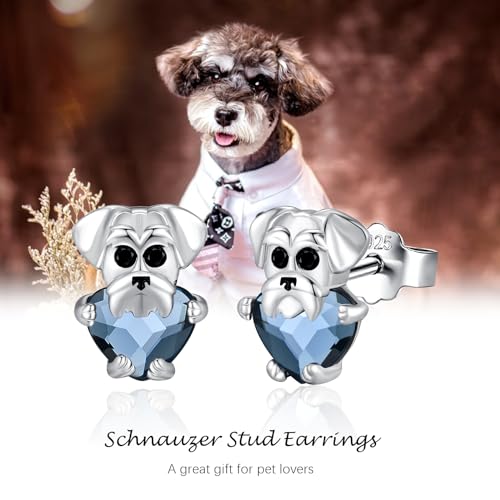 Image of 925 Sterling Silver Dog Earrings Cute Animal Puppy Stud Earrings Dog Jewelry Gifts for Women Girls Pet Lover Hypoallergenic Earrings for Sensitive Ears