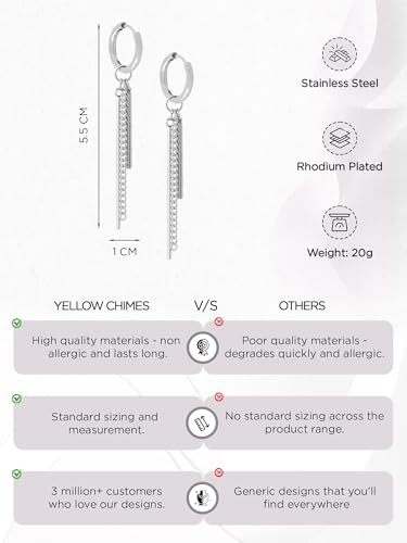Buy Yellow Chimes Earrings for Men and Boys Stainless Steel Design 4 - Image 5