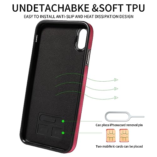 Protection durable iPhone XS Max rouge avec porte-cartes magnétique - 2