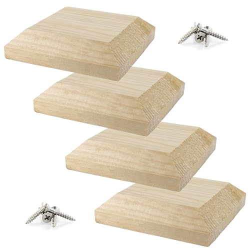 IRONTITE® Paquete de 4 tapas de madera para postes de valla de 3 x 3 pulgadas, para postes cuadrados de 75 mm. Protege tus postes con este protector de postes de valla de madera (sin tratar)