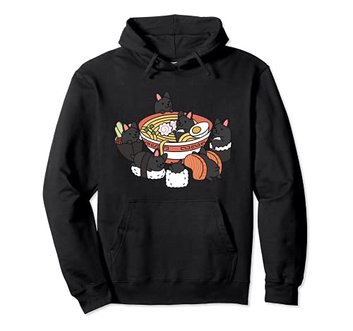 Ramen Sushi French Bulldog Dog Pullover Hoodie, Black