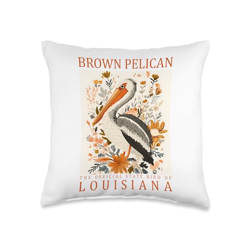 Louisiana Brown Pelican State Bird Souvenir New Orleans NOLA Throw Pillow