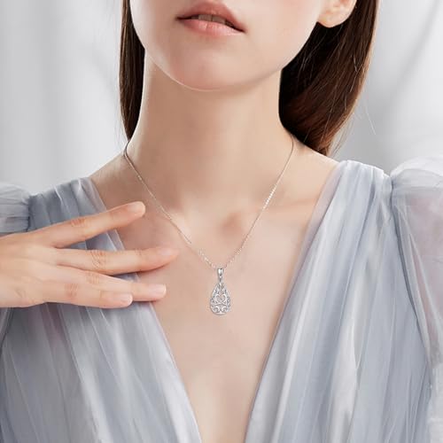 Filigree Necklace for Women Sterling Silver Filigree Teardrop Necklace Filigree Jewelry Gifts for Women Birthday Gift2