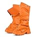 sexytag Fold Over Boots for Women Slouchy Mid Calf Platform Boots Ruched Detachable Snap Button Block Chunky Heel Shark Booties Lug Sole Round Toe Pull On Western Fall Fashion Boot Orange Size 9