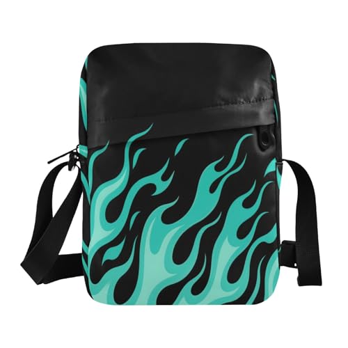 crossbody messenger bag shoulder bags Shoulder Hand Bags Adjustable Strap for School School- Flowing Fire Giraffe Mint Green