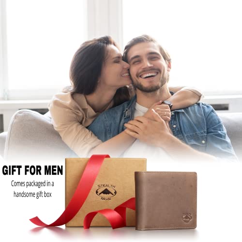 Image of Stealth Mode Leather Bifold Wallet for Men With ID Window and RFID Blocking