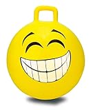 Peso sostenible hasta 50 kg Jamara 450mm 460457-Pelota saltarín Smile 450mm-Mejora el Equilibrio y Capacidad motora, Robusto y Resistente, Peso sostenible 50 Kg, Color Amarillo (460457)