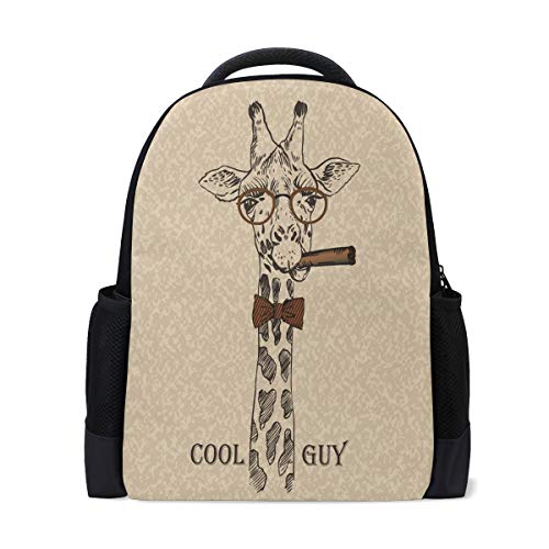 Hipster - Zaino da viaggio con giraffa per computer portatile ideale per studenti donne e uomini