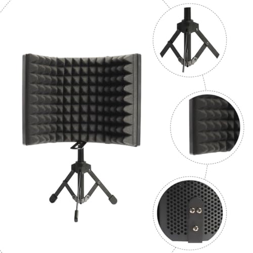 Cubierta Paravientos para Micrófono Toyvian con Escudo de Aislamiento de Tres Paneles Pequeño y Soporte de Escritorio, Filtro de Sonido Antirruido para Micrófono de Estudio de Grabación, Equipo de Tratamiento Acústico miniatura 7