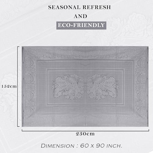 Image of Kuber Industries Dining Table Cover | 60x90 Inch | 6-Seater Table Cover | Net Tabletop Cover | Hotels-Restaurants Table Cover | Dining Table Cloth | Sun-Shine Print | DTC | Grey