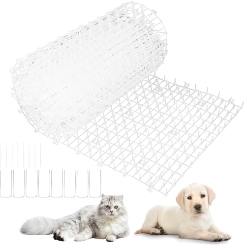 AKOLAFE Griglia per spine contro gatti, 30 x 200 cm, per giardino, in plastica, con 8 punte, colore bianco, per cani, gatti, animali selvatici, interni ed esterni
