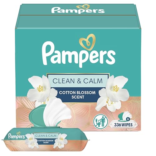 Pampers Wipes, Clean & Calm, Cotton Blossom Scent, 336 Wipes Total (6X Pop-Top Packs)