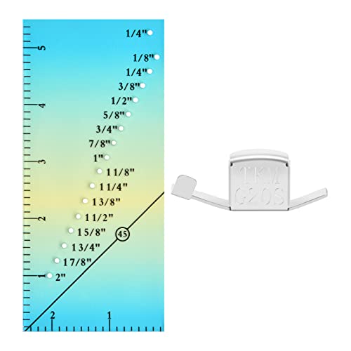 Xzeemo Règle de Marge de Couture Acrylique, guide de Couture Magnétiques, Jauge de Couture Perforée avec Indicateurs, Comprend un Point de Pivot de 1/4" et Une Ligne de Coupe à 45 (bleu dégradé) Cover